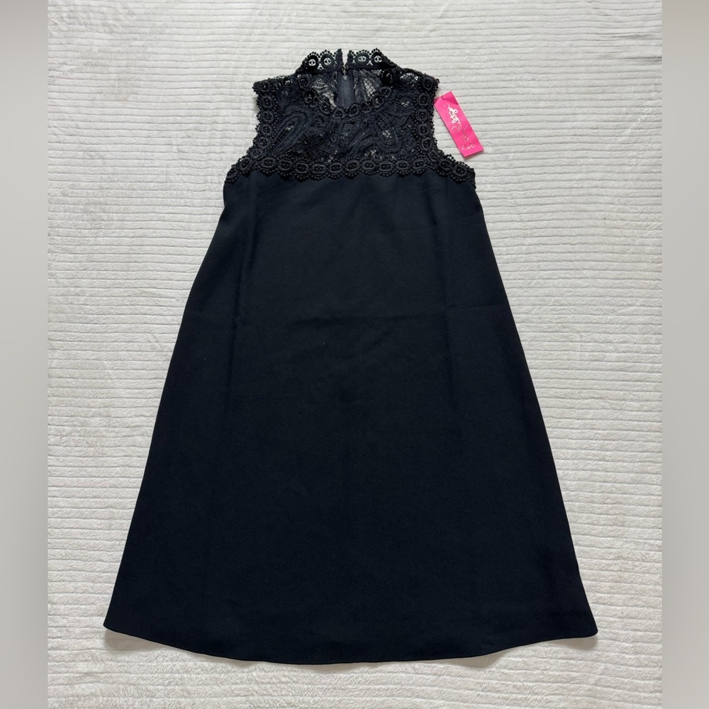 Lilly Pulitzer Harmon Shift Black Lace Detail Mini Dress